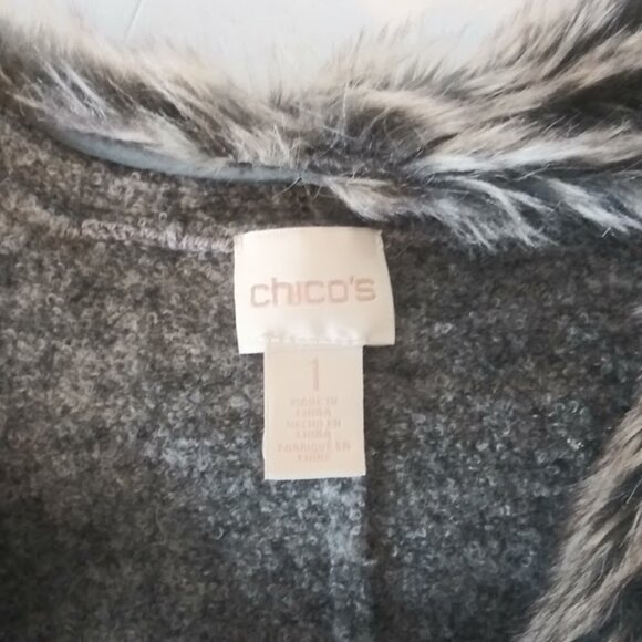 Chico's women's size 1 (M) gray marbled short sleeve wool blend cardigan - Picture 13 of 15